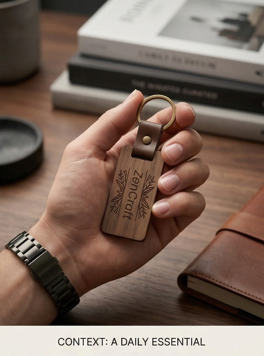 Personalized Natural Wood Keychain - Custom Engraved Gift (Natural Wood)