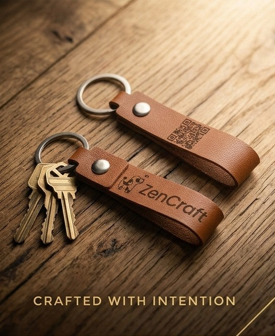 Personalized Vegan Leather Keychain - Custom Engraved Key Fob